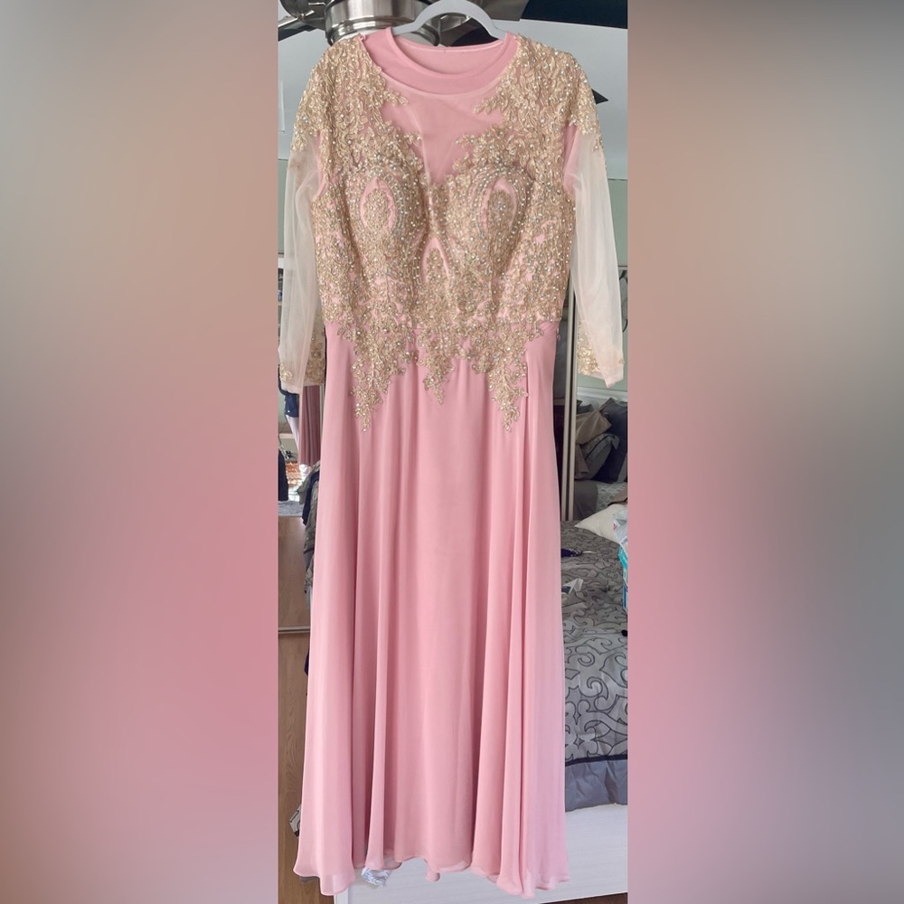 May Queen Pink and Gold Embellished Dress (L)